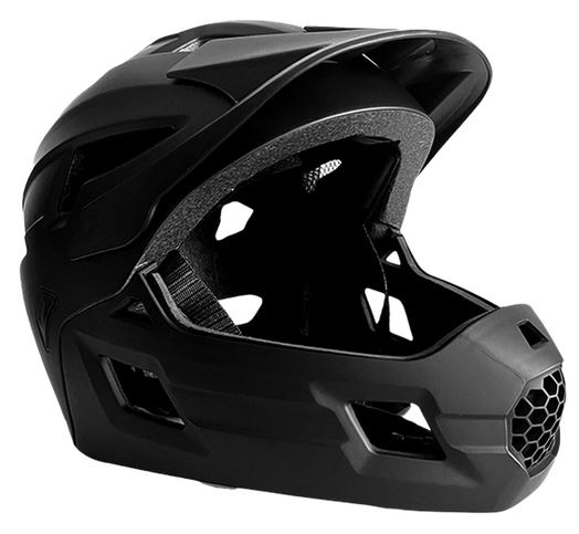 Crazy Safety Fullface-cykelhjelm til børn i alderen 6-12 år med aftagelig hagebeskytter, insektnet og solskærm - Sort - M (54-57 cm) i gruppen SPORT, FRITID & HOBBY / Sportsudstyr / Cykel tilbehør / Hjelme hos TP E-commerce Nordic AB (C98026)