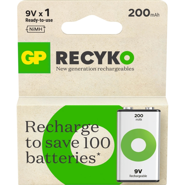 GP Batteri Recyko NiMH 9V 200mAh 1-Pak i gruppen HJEMMEELEKTRONIK / Batterier og opladere / Batterier / 9V hos TP E-commerce Nordic AB (C99554)