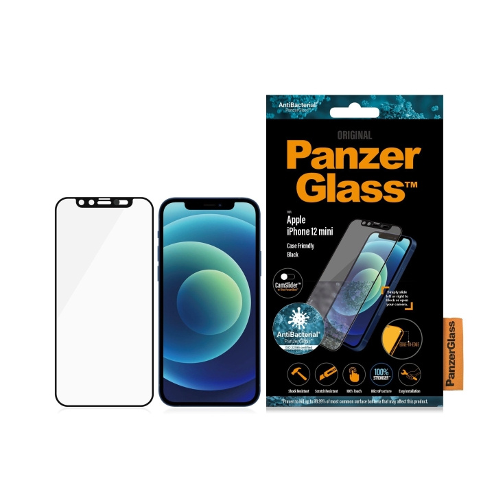 PanzerGlass iPhone 12 mini (CF) CamSlider (AB), Sort i gruppen SMARTPHONES & TABLETS / Mobil Beskyttelse / Apple / iPhone 12 Mini / Skærmbeskyttelse hos TP E-commerce Nordic AB (D00786)