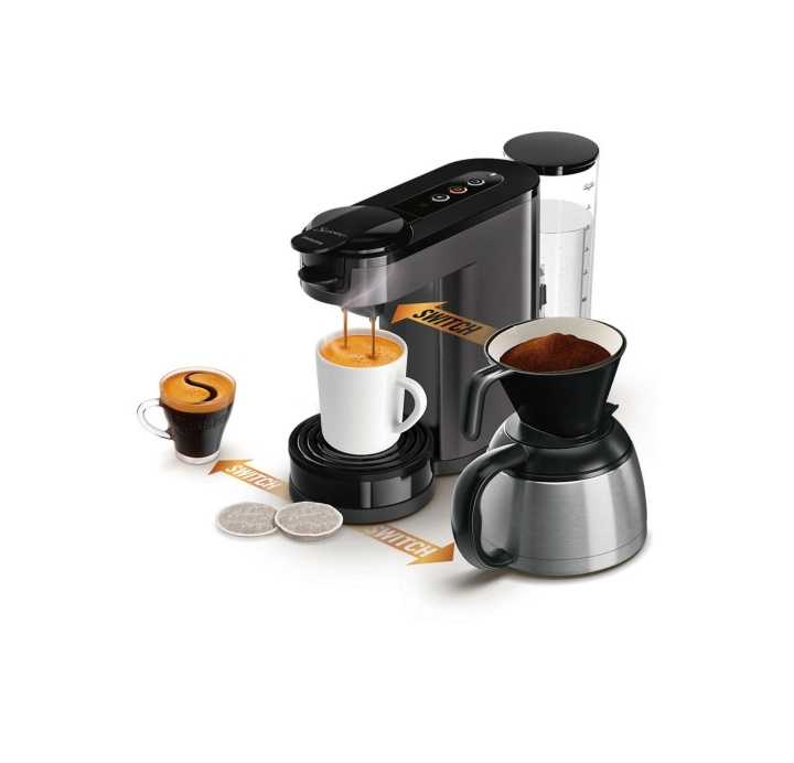 Senseo Switch kaffemaskine HD6593/20 - kashmirgrå i gruppen HJEM, HUS & HAVE / Husholdningsapparater / Kaffe og espresso / Kaffemaskiner hos TP E-commerce Nordic AB (D01473)