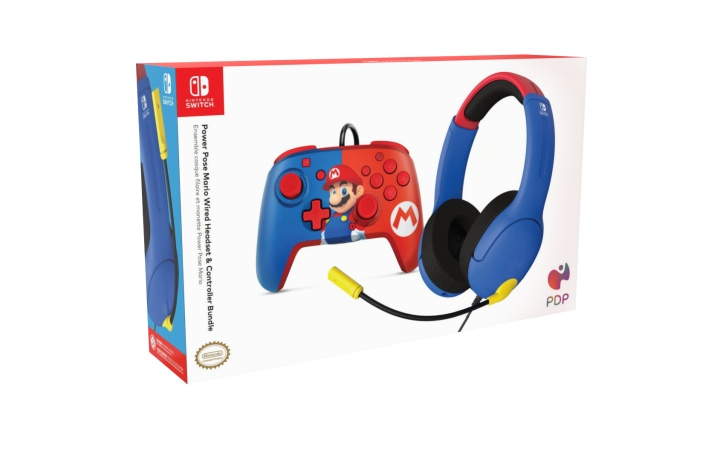 PDP Gaming Mario-pakke - Airlite-headset og Mario Power Pose-controller i gruppen HJEMMEELEKTRONIK / Spilkonsoller og tilbehør / Nintendo Switch / Tilbehør hos TP E-commerce Nordic AB (D01923)