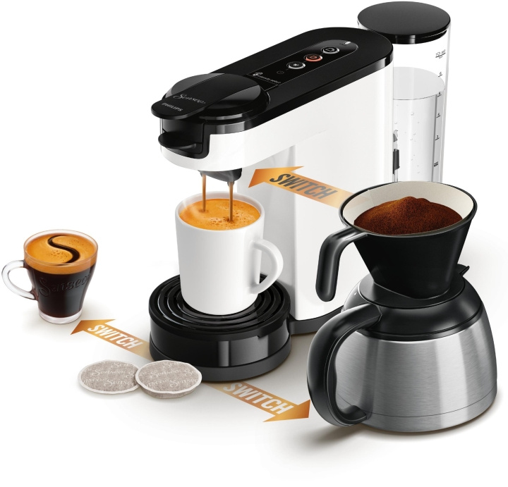 Senseo Switch kaffemaskine HD6594/00 - hvid stjerne i gruppen HJEM, HUS & HAVE / Husholdningsapparater / Kaffe og espresso / Kaffemaskiner hos TP E-commerce Nordic AB (D02171)