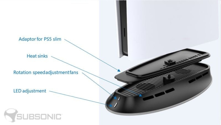 SuBsonic Led-stativ til afkøling - PS5/PS5 Slim i gruppen HJEMMEELEKTRONIK / Spilkonsoller og tilbehør / Sony PlayStation 5 / Spil hos TP E-commerce Nordic AB (D02542)