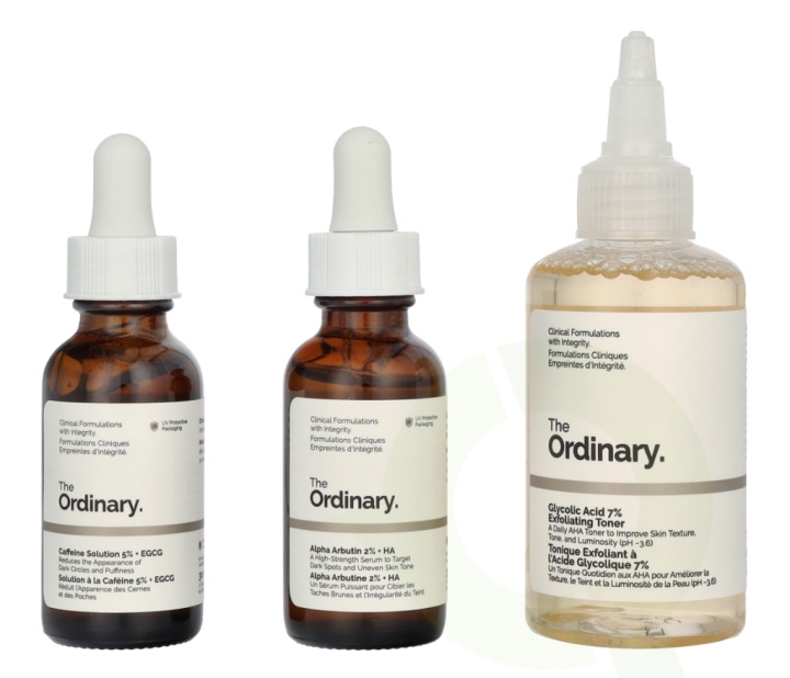 The Ordinary The Bright Set 160 ml Glycolic Acid 7% Exfoliating Toner 100ml/Alpha Arbutin 2% + HA 30ml/Caffeine Solution 5% 30ml i gruppen SKØNHED & HELSE / Hudpleje / Ansigt / Hudserum hos TP E-commerce Nordic AB (D05983)