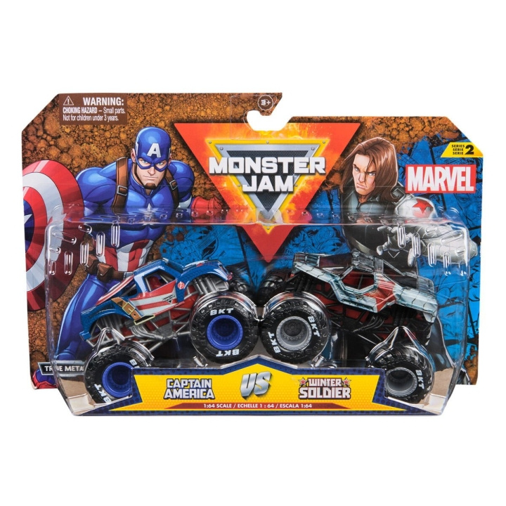 Monster Jam 1:64 Marvel 2-pak - Captain America vs. Winter Soldier i gruppen LEGETØJ, BØRN & BABY / Legetøj / Legetøjsbiler hos TP E-commerce Nordic AB (D07332)