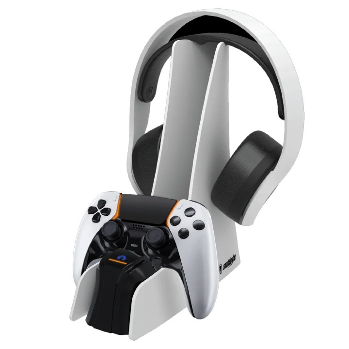 Snakebyte Dual Charge 5 og stander til headset (hvid) PS5 i gruppen HJEMMEELEKTRONIK / Spilkonsoller og tilbehør / Sony PlayStation 5 hos TP E-commerce Nordic AB (D07458)