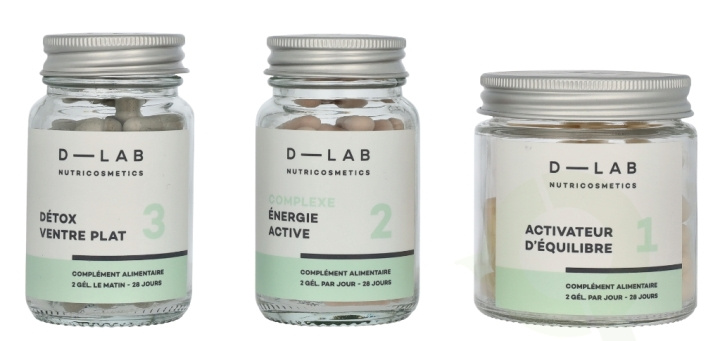D-Lab Nutricosmetics D-Lab Ventre Plat Set 3 piece Complexe Energie Active 28 caps/Activateur D\'Equilibre 28 caps/Detox Ventre Plat 28 caps i gruppen SKØNHED & HELSE / Helse / Andet hos TP E-commerce Nordic AB (D07927)