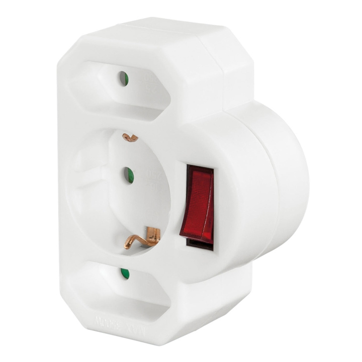 Hama Socket Adapter 3-way with Switch White i gruppen HJEM, HUS & HAVE / Elektricitet & Belysning / Stikdåse hos TP E-commerce Nordic AB (D09252)