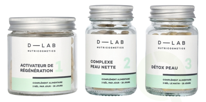D-Lab Nutricosmetics D-Lab Perfect Skin Set 3 piece 3x56 Gels - Activateur de Regenaration No 1/Complexe Peau Nette No 2/Detox Peau No 3 i gruppen SKØNHED & HELSE / Helse / Andet hos TP E-commerce Nordic AB (D09288)