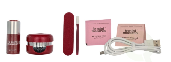Le Mini Macaron Ruby Red! - Semi-Permanent Nail Polish Set 6 piece 3 in 1 Gel/Led Lamp/Nail File/Cuticle Pusher/10 Removal Pads/Degreasing Wipes i gruppen SKØNHED & HELSE / Manicure / pedicure / Neglebehandling hos TP E-commerce Nordic AB (D09370)