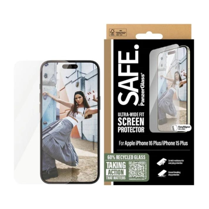 PanzerGlass SAFE. by PanzerGlass Apple iPhone 16 Plus, 15 Plus | Ultra-Wide Fit i gruppen SMARTPHONES & TABLETS / Mobil Beskyttelse / Apple / iPhone 16 hos TP E-commerce Nordic AB (D10268)