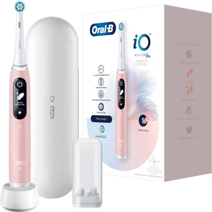 Oral B iO Series 6 Pink Sand + Etui i gruppen SKØNHED & HELSE / Oral pleje / Elektriske tandbørster hos TP E-commerce Nordic AB (D10472)