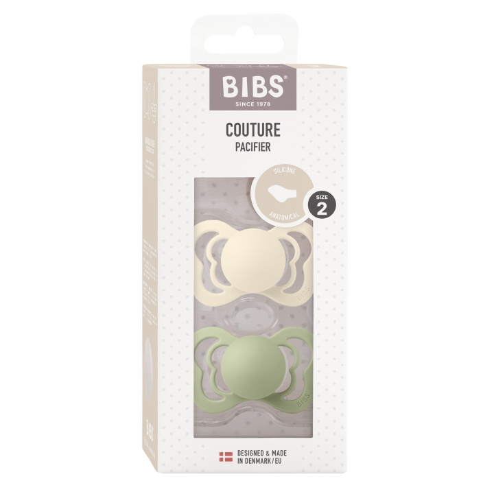 BIBS Sut Couture 2 PACK - Ivory/Sage - Størrelse 2 i gruppen LEGETØJ, BØRN & BABY / Pleje, sundhed og hygiejne / Sutter & Tandringe hos TP E-commerce Nordic AB (D11293)