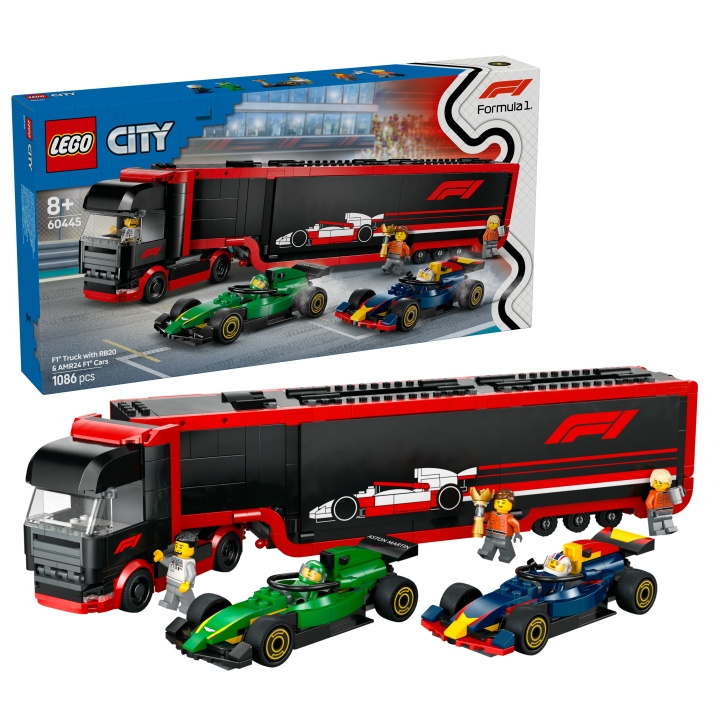 LEGO LEGO City - F1® Truck med RB20 & AMR24 F1® Cars (60445) i gruppen LEGETØJ, BØRN & BABY / Legetøj / Bygge legesager / Lego hos TP E-commerce Nordic AB (D12305)