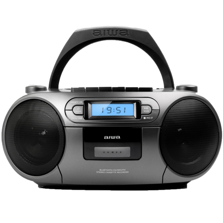 AIWA Kassettradio CD/FM-radio/Kassettband/USB/BT Mörkgrå i gruppen HJEMMEELEKTRONIK / Lyd & billede / Hjemmebiograf, HiFi & Bærbar / Kompakt stereo & pladespiller hos TP E-commerce Nordic AB (D13562)