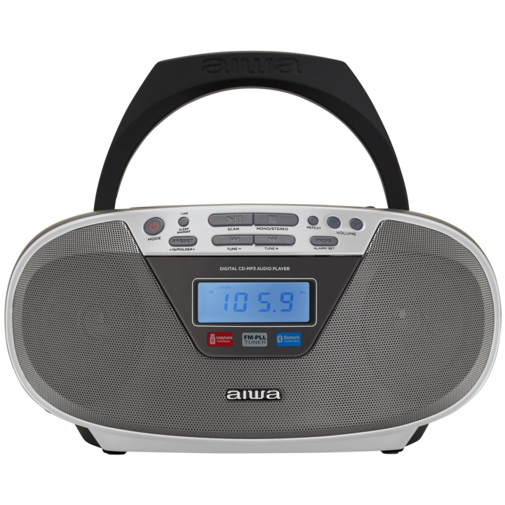 AIWA Radio med CD-spelare och Bluetooth Silver i gruppen HJEMMEELEKTRONIK / Lyd & billede / Hjemmebiograf, HiFi & Bærbar / Bærbar musikafspiller / CD-afspiller hos TP E-commerce Nordic AB (D13569)