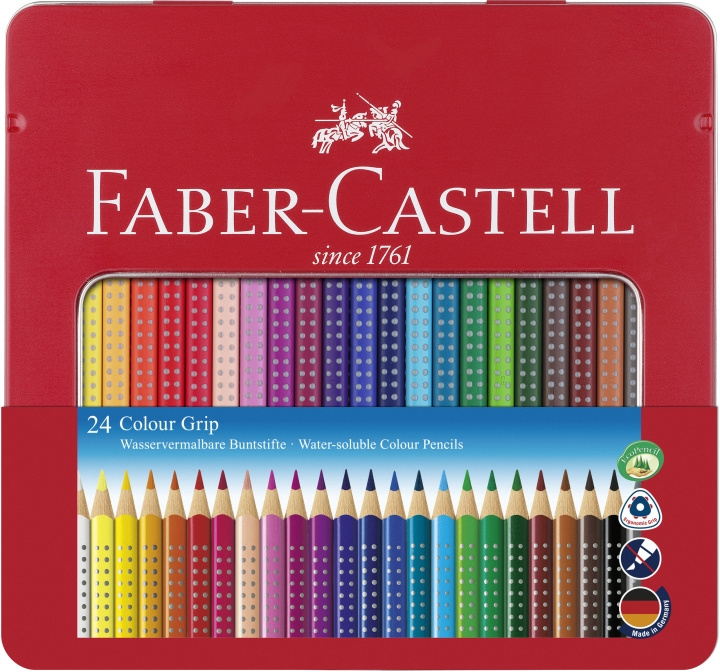 Faber-Castell Farveblyant Colour Grip dåse med 24 stk (112423) i gruppen SPORT, FRITID & HOBBY / Hobby / Mal & Tegn / Kuglepenne, Farveblyanter & Tuschpenne hos TP E-commerce Nordic AB (D13664)