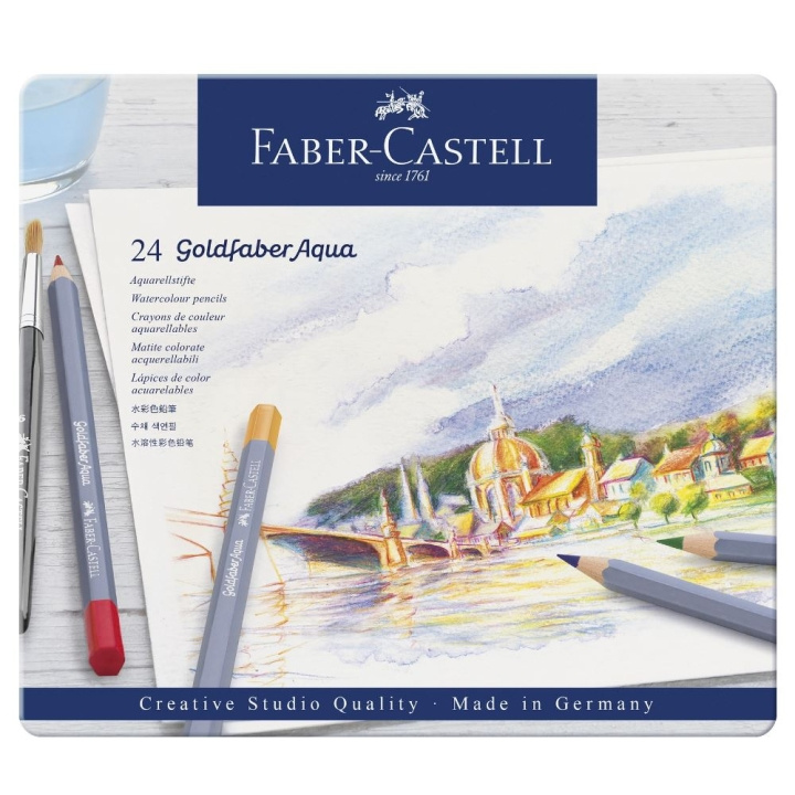 Faber-Castell Goldfaber akvarel dåse, 24 stk (114624) i gruppen SPORT, FRITID & HOBBY / Hobby / Mal & Tegn / Kuglepenne, Farveblyanter & Tuschpenne hos TP E-commerce Nordic AB (D13666)