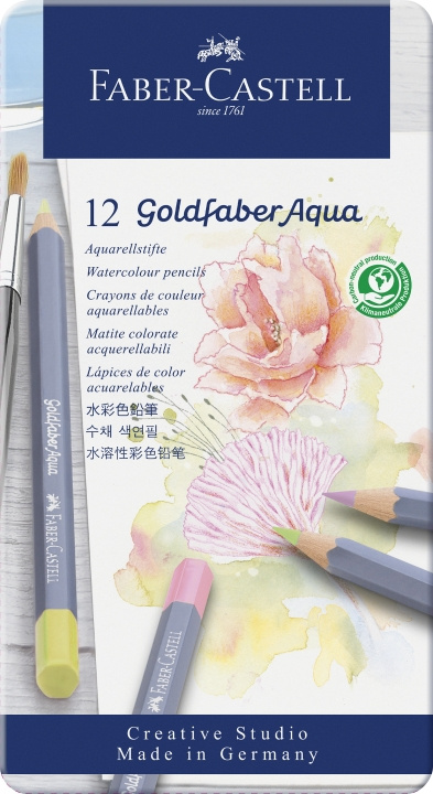Faber-Castell Gofa Aqua metalæske med 12 pastelfarver (114622) i gruppen SPORT, FRITID & HOBBY / Hobby / Mal & Tegn / Kuglepenne, Farveblyanter & Tuschpenne hos TP E-commerce Nordic AB (D13864)