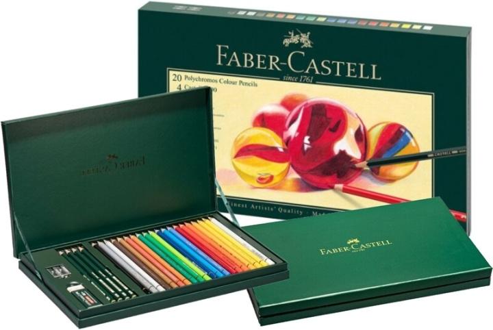 Faber-Castell Polychromos gavesæt + tilbehør i gruppen SPORT, FRITID & HOBBY / Hobby / Mal & Tegn / Kuglepenne, Farveblyanter & Tuschpenne hos TP E-commerce Nordic AB (D13888)