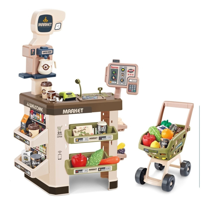 GA-Toys Supermarked med indkøbsvogn og 60 stk. tilbehør (16140) i gruppen LEGETØJ, BØRN & BABY / Legetøj / Lille hjem & rollespil hos TP E-commerce Nordic AB (D14187)