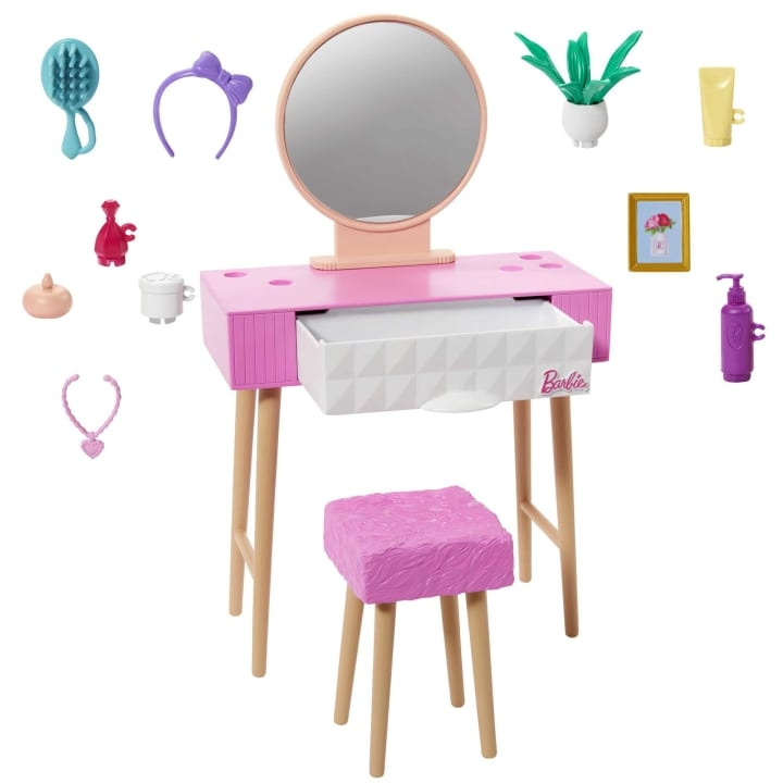 Barbie Møbler og indretning - Forfængelighedstema (HJV35) i gruppen LEGETØJ, BØRN & BABY / Legetøj / Docks og tilbehør hos TP E-commerce Nordic AB (D14353)