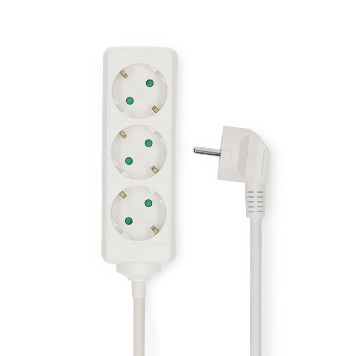 Nedis Udvidelse Socket | Stikprop med sidebens jord / Type F (CEE 7/7) | 3-vejs | 5.00 m | 3680 W | 16 A | Slags jordforbindelse: Sidekontakter | 230 V AC 50/60 Hz | Kontakt Vinkel: 45 ° | H05VV-F 3G1.5mm² | Hvid
