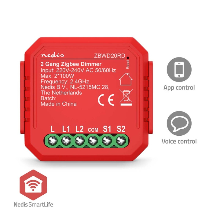 Nedis SmartLife Afbryder | Zigbee 3.0 | 2x100 W | Terminalforbindelse | App tilgængelig til: Android™ / IOS i gruppen HJEM, HUS & HAVE / Smart hjem / Smart home systemer hos TP E-commerce Nordic AB (D14666)