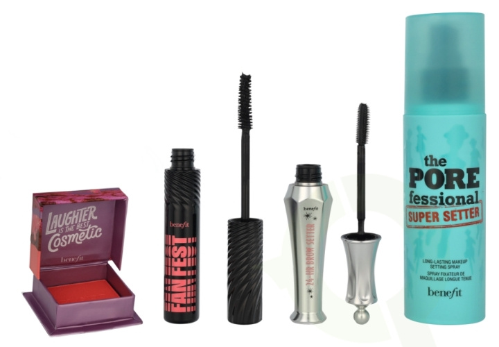 Benefit Extra Glam Infused Giftset 138 ml Porefessional Super Setter Spray 120ml/Fan Fest Mascara 8.5g/24hrBrowSetter 7ml/Crystah BOP Bronzer and Blush 2.5g i gruppen SKØNHED & HELSE / Gaveæske / Gaveæske til hende hos TP E-commerce Nordic AB (D14752)