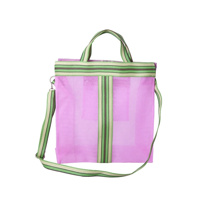 RICE Cross over-taske af genbrugsplast Pink med stribede kanter i gruppen HJEM, HUS & HAVE / Interiør / Opbevaring hos TP E-commerce Nordic AB (D15234)