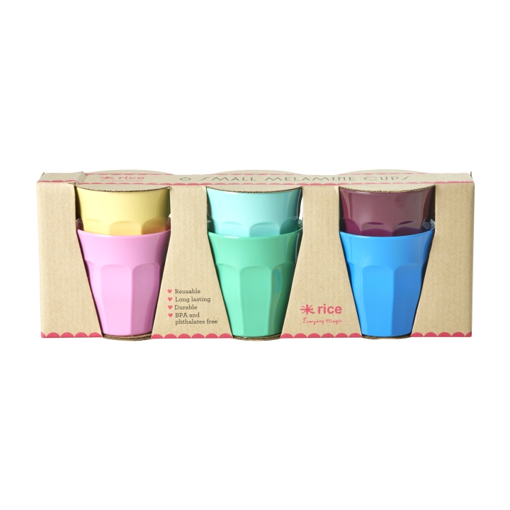 RICE Melaminkopper - assorterede farver - små - 160 ml - 6 stk i gruppen SPORT, FRITID & HOBBY / Sjove gadgets / Krus hos TP E-commerce Nordic AB (D15341)