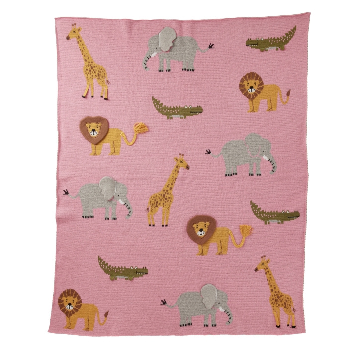 RICE Strikket babytæppe med dyr og 3D-detaljer - pink i gruppen LEGETØJ, BØRN & BABY / Børnetekstiler / Babydyner hos TP E-commerce Nordic AB (D15533)
