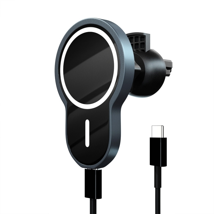 Wave magnetisk Qi-ladestander til bilen, sort i gruppen SMARTPHONES & TABLETS / Opladere og kabler / Trådløs Qi oplader hos TP E-commerce Nordic AB (D15977)