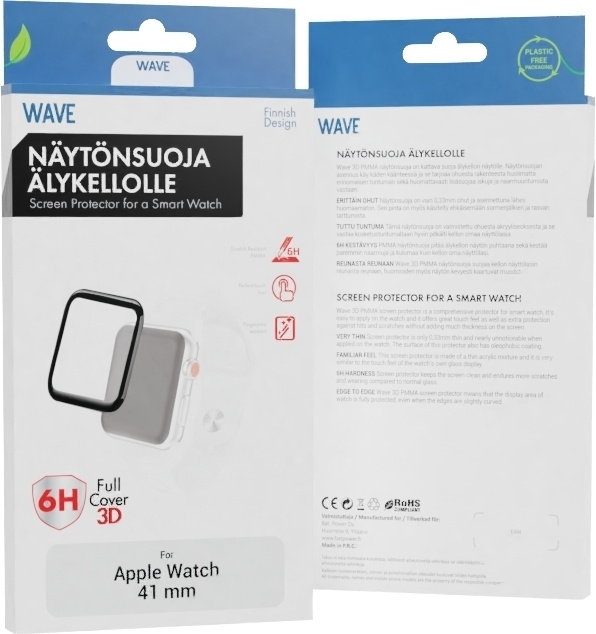 Wave 3D PMMA-skærmbeskytter til Apple Watch 41 mm, sort i gruppen SMARTPHONES & TABLETS / Træning, hjem og fritid / Apple Watch & Tilbehør / Apple Watch hos TP E-commerce Nordic AB (D15999)
