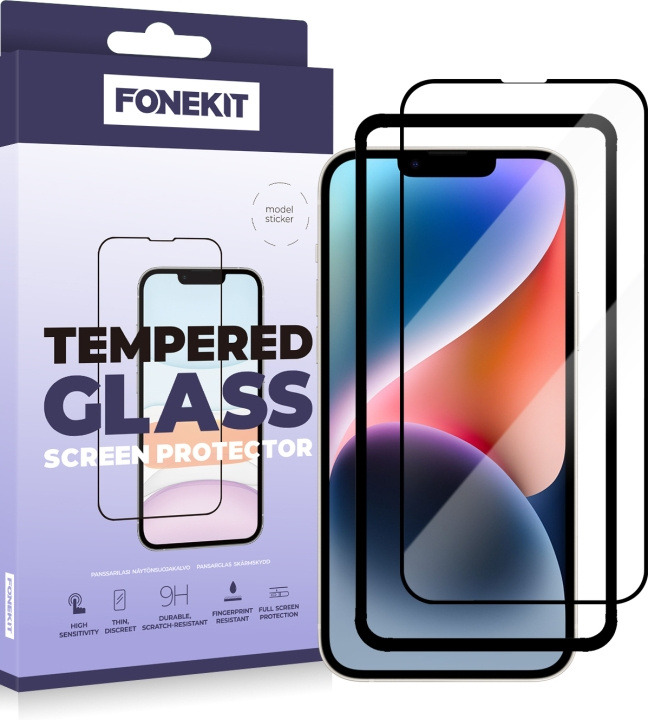 FoneKit Fuldt cover af panserglas til iPhone 13 / 13 Pro / 14, sort i gruppen SMARTPHONES & TABLETS / Mobil Beskyttelse / Apple / iPhone 13 Pro hos TP E-commerce Nordic AB (D16034)