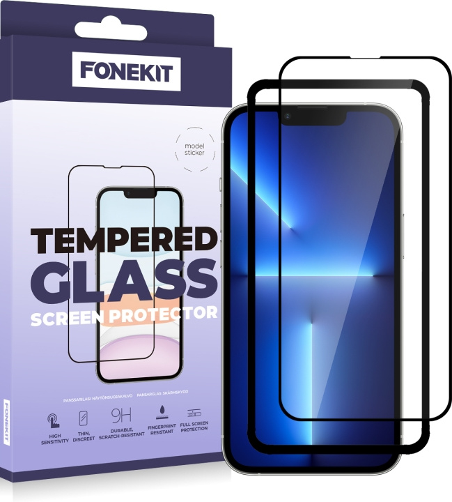 FoneKit Fuldt dækkende panserglas, iPhone 14 Plus / 13 Pro Max, sort i gruppen SMARTPHONES & TABLETS / Mobil Beskyttelse / Apple / iPhone 14 hos TP E-commerce Nordic AB (D16035)