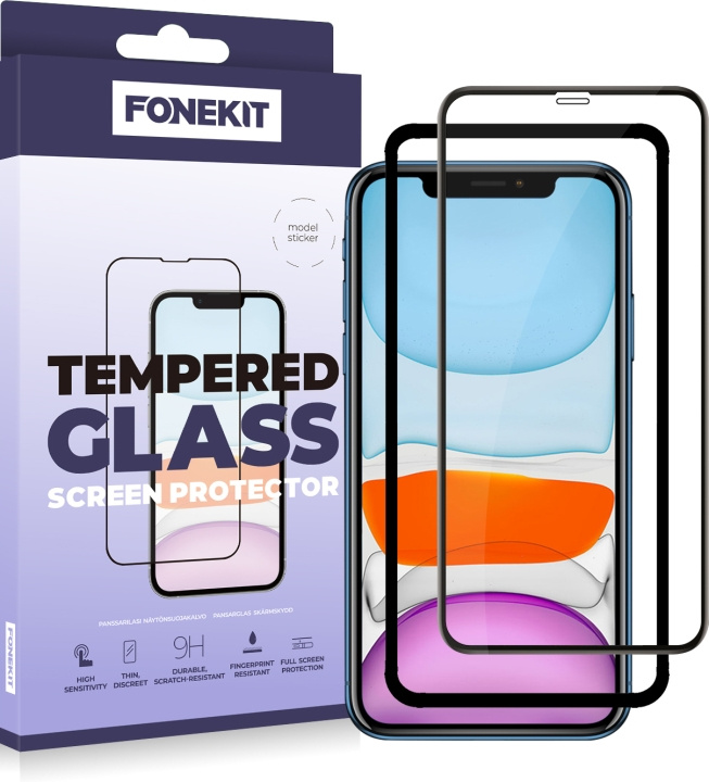 FoneKit Full Cover panserglas, iPhone 11 / XR, sort i gruppen SMARTPHONES & TABLETS / Mobil Beskyttelse / Apple / iPhone 11 hos TP E-commerce Nordic AB (D16037)