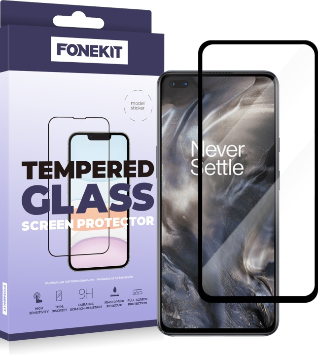 FoneKit Fuldt cover af panserglas, OnePlus Nord / Nord 2 / Nord 2T i gruppen SMARTPHONES & TABLETS / Mobil Beskyttelse / OnePlus hos TP E-commerce Nordic AB (D16043)