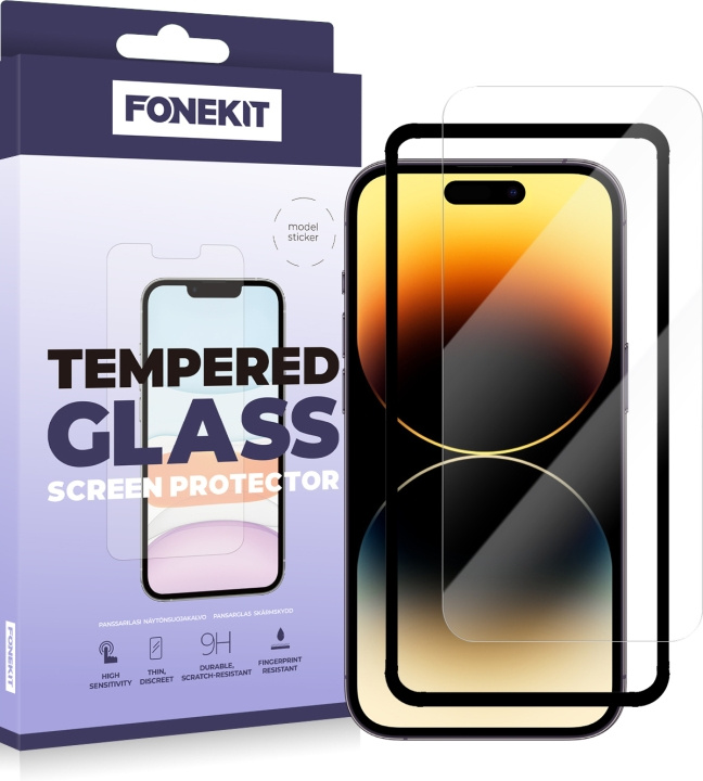 FoneKit panserglas, iPhone 14 Pro i gruppen SMARTPHONES & TABLETS / Mobil Beskyttelse / Apple / iPhone 14 hos TP E-commerce Nordic AB (D16050)