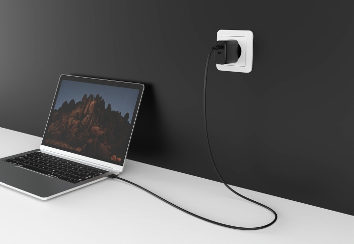 FoneKit GaN PD 65W AC-oplader, USB-C + USB-C, sort i gruppen SMARTPHONES & TABLETS / Opladere og kabler / Vægoplader / Væg oplader Type C hos TP E-commerce Nordic AB (D16156)