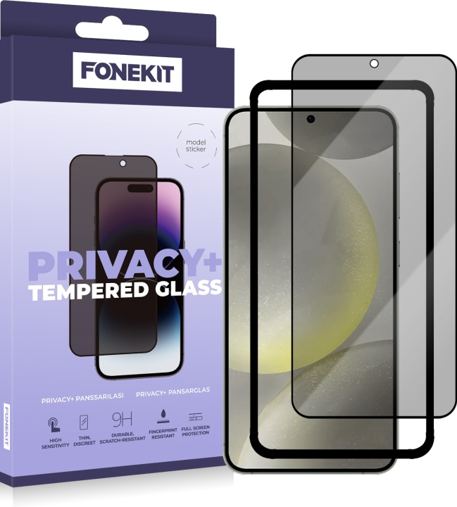 FoneKit Privacy+ Full Cover, Galaxy S24, sort i gruppen SMARTPHONES & TABLETS / Mobil Beskyttelse / Samsung hos TP E-commerce Nordic AB (D16275)