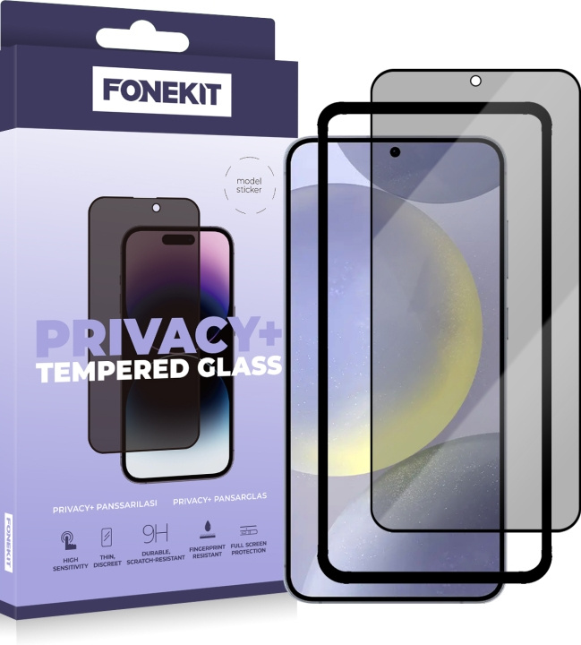 FoneKit Privacy+ Full Cover, Galaxy S24+, sort i gruppen SMARTPHONES & TABLETS / Mobil Beskyttelse / Samsung hos TP E-commerce Nordic AB (D16276)