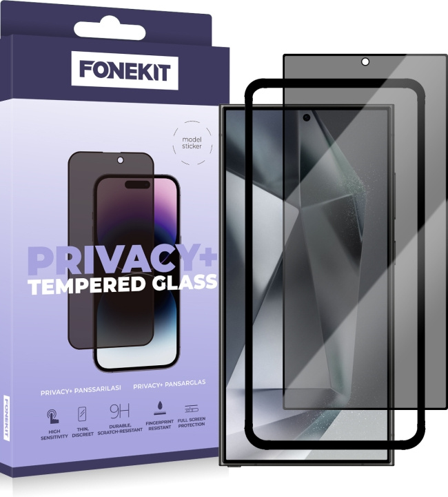 FoneKit Privacy+ Full Cover, Galaxy S24 Ultra, sort i gruppen SMARTPHONES & TABLETS / Mobil Beskyttelse / Samsung hos TP E-commerce Nordic AB (D16277)