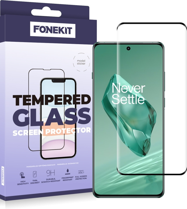 FoneKit Full Cover panserglas, OnePlus 12, sort i gruppen SMARTPHONES & TABLETS / Mobil Beskyttelse / OnePlus hos TP E-commerce Nordic AB (D16349)
