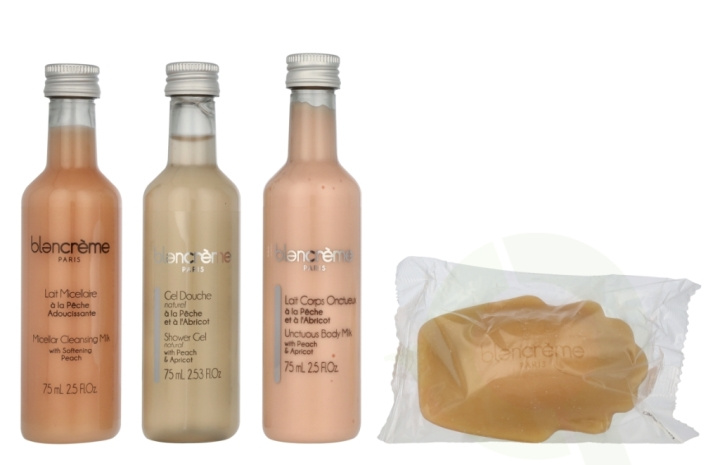 Blancreme Travel Set 305 ml Shower Gel 80ml/Body Lotion 80ml/Micellar Cleansing Water 75ml/Mask/Soap 70gr/Bag - Peach & Lemon i gruppen SKØNHED & HELSE / Gaveæske / Gaveæske til hende hos TP E-commerce Nordic AB (D16664)