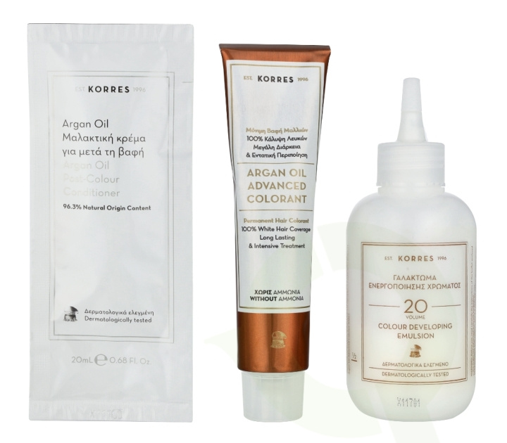 Korres Argan Oil Advanced Colorant 145 ml 77.44 Copper Blonde - Colorant 50ml/Emulsion 75ml/Conditioner 20ml i gruppen SKØNHED & HELSE / Hår og styling / Hårpleje / Hårfarve hos TP E-commerce Nordic AB (D16675)