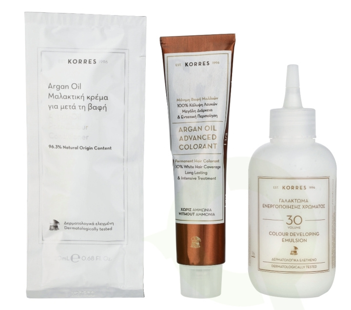 Korres Argan Oil Advanced Colorant 145 ml 10.1 Platinum Ash Blonde - Colorant 50ml/Emulsion 75ml/Conditioner 20ml i gruppen SKØNHED & HELSE / Hår og styling / Hårpleje / Hårfarve hos TP E-commerce Nordic AB (D16677)