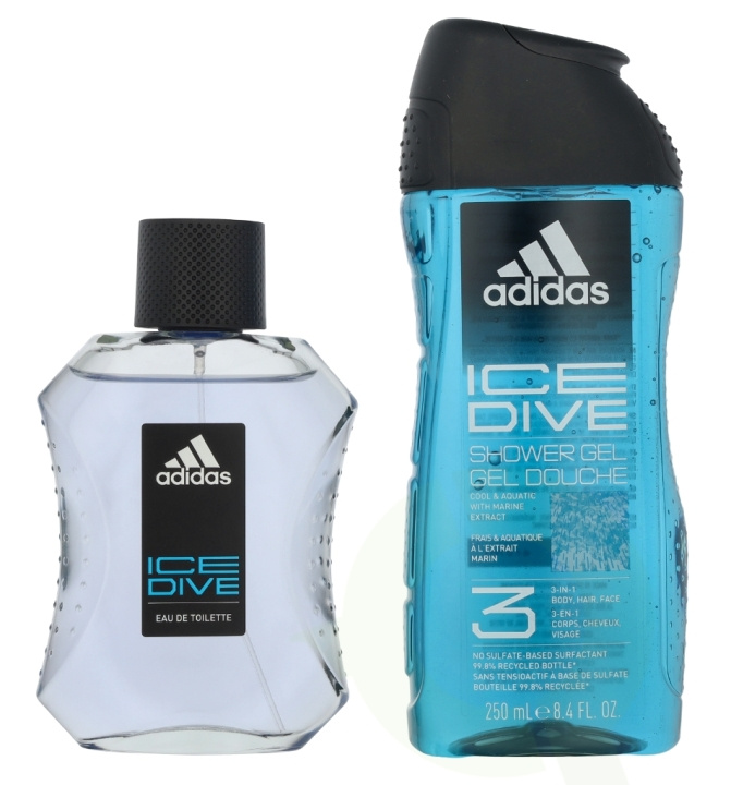 Adidas Ice Dive Giftset 350 ml Edt Spray 100ml/Shower Gel 250ml i gruppen SKØNHED & HELSE / Gaveæske / Gaveæske til ham hos TP E-commerce Nordic AB (D16688)