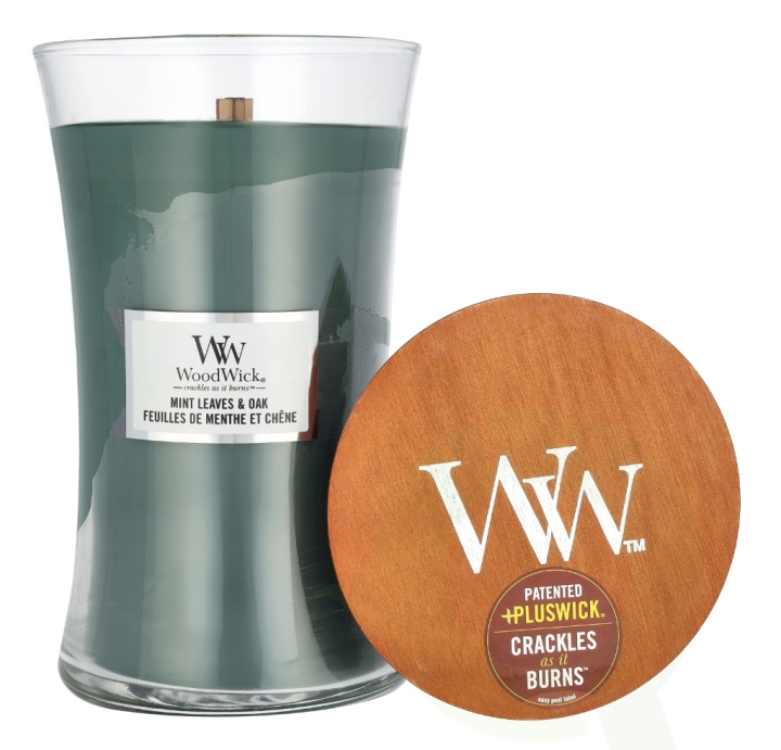 WoodWick Mint Leaves & Oak Large Hourglass Candle 0 i gruppen SKØNHED & HELSE / Duft & Parfume / Øvrig duft / Duftlys hos TP E-commerce Nordic AB (D16765)