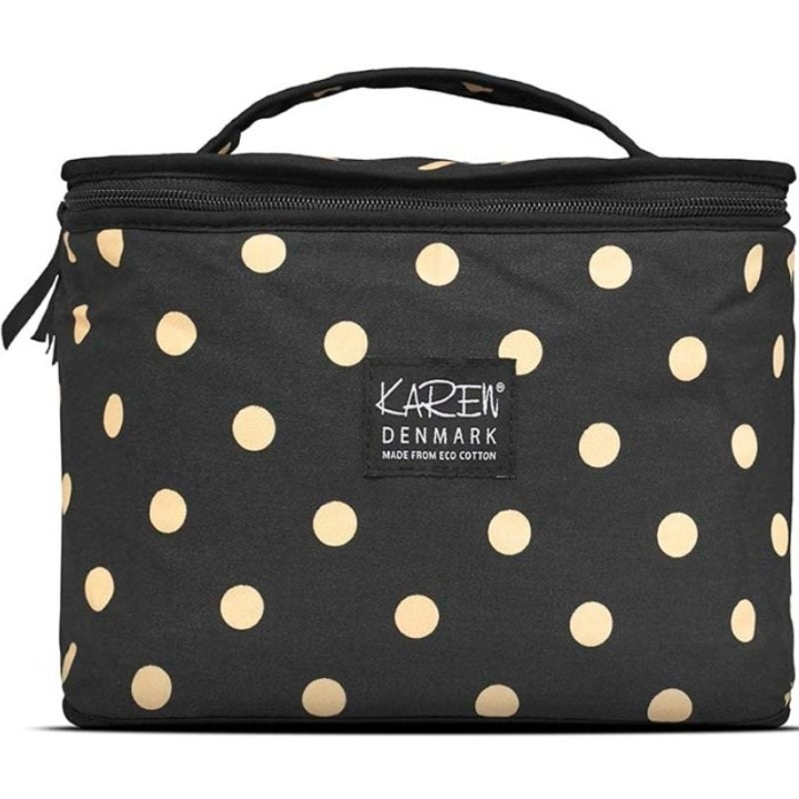 Karen Danmark - Beauty Box ECO Cotton - Sort med beige prikker i gruppen HJEM, HUS & HAVE / Badværelse / Toilettasker hos TP E-commerce Nordic AB (D16835)